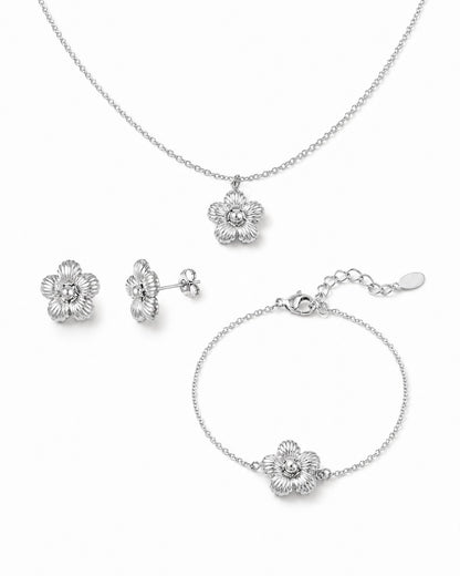 Bloom Botanical Blumen-Set Kette + Armband + Ohrringe