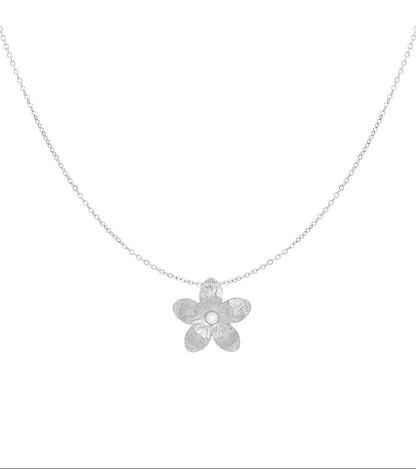 Zilverkleurige Burst Bloem Ketting stainless steel ketting dames waterproof hypoallergeen