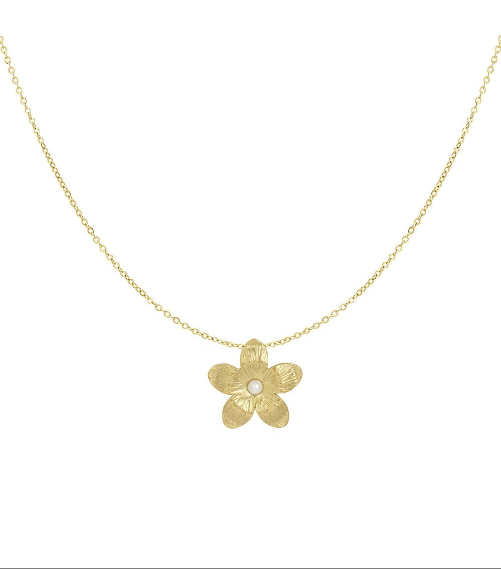 Goudkleurige Burst Bloem Ketting stainless steel ketting dames waterproof hypoallergeen