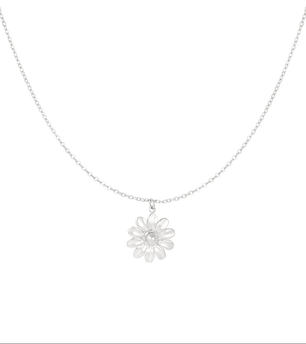 Zilverkleurige Blossom Bloem Ketting stainless steel ketting dames waterproof hypoallergeen