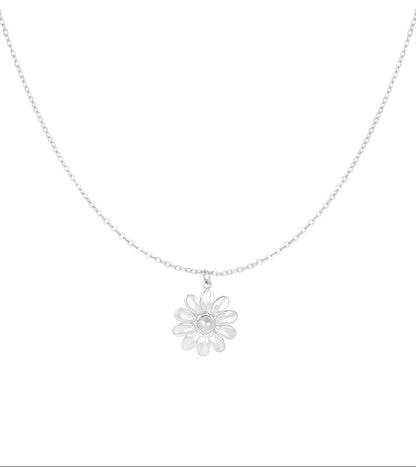 Zilverkleurige Blossom Bloem Ketting stainless steel ketting dames waterproof hypoallergeen