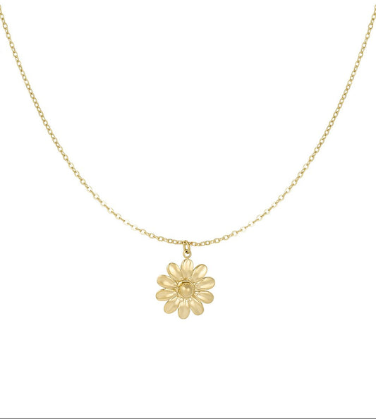 Goudkleurige Blossom Bloem Ketting stainless steel ketting dames waterproof hypoallergeen