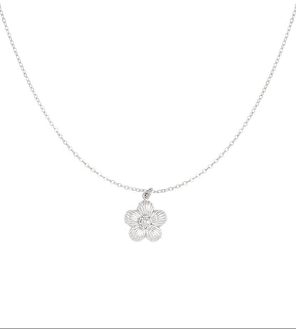 Zilverkleurige Daisy Bloem Ketting stainless steel ketting dames waterproof hypoallergeen