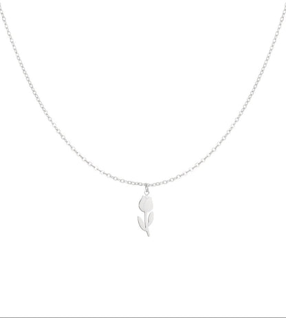 Zilverkleurige Tulp Bloem Ketting stainless steel ketting dames waterproof hypoallergeen