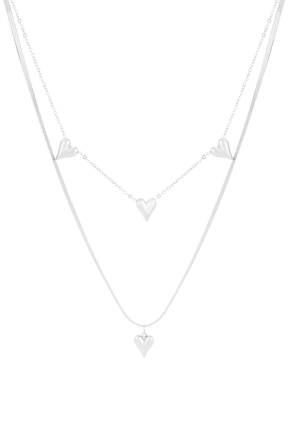Silver Connected Hearts Necklace stainless steel necklace women's waterproof hypoallergeen