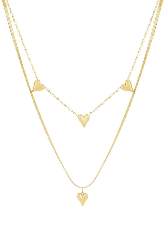 Gold Connected Hearts Necklace stainless steel necklace women's waterproof hypoallergeen