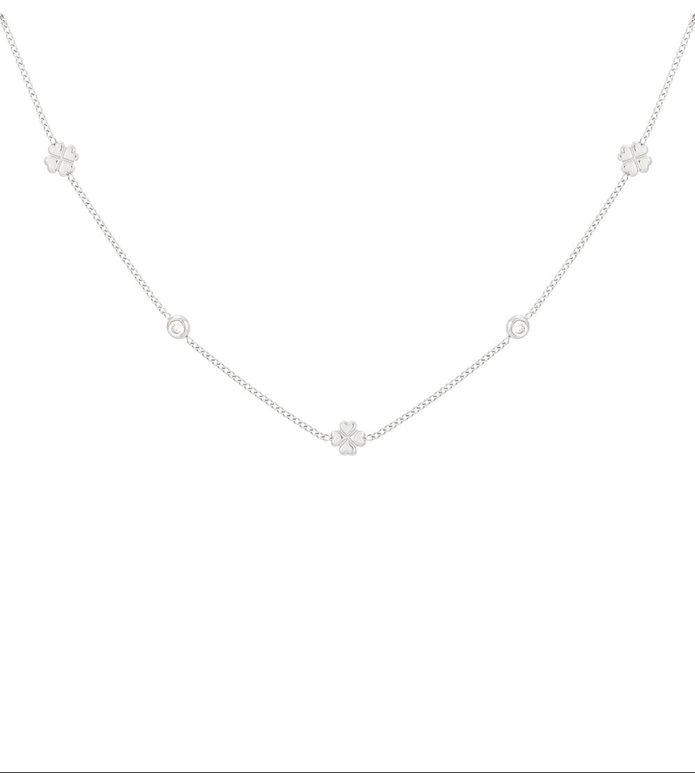 Silver Lucky Fortune Clovers Necklace stainless steel necklace women's waterproof hypoallergeen