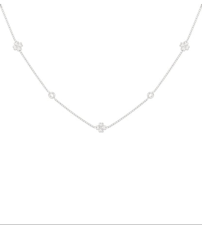 Silver Lucky Fortune Clovers Necklace stainless steel necklace women's waterproof hypoallergeen
