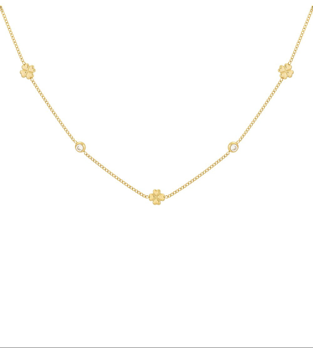 Gold Lucky Fortune Clovers Necklace stainless steel necklace women's waterproof hypoallergeen