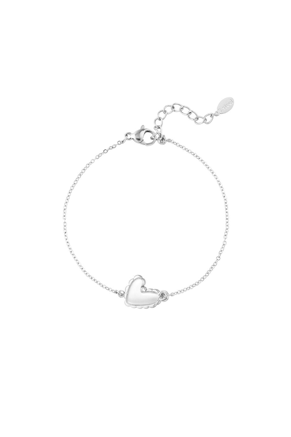 Zilverkleurige Pure Hearth Hartje Armband stainless steel armband dames waterproof hypoallergeen