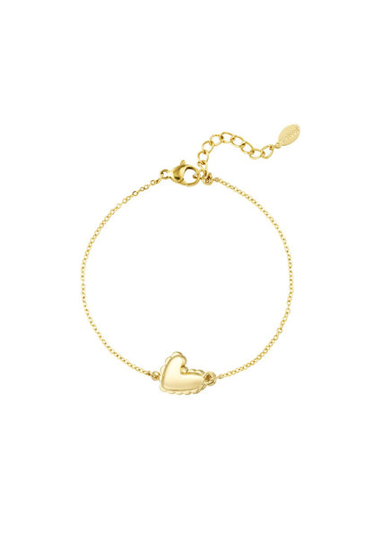 Goudkleurige Pure Hearth Hartje Armband stainless steel armband dames waterproof hypoallergeen