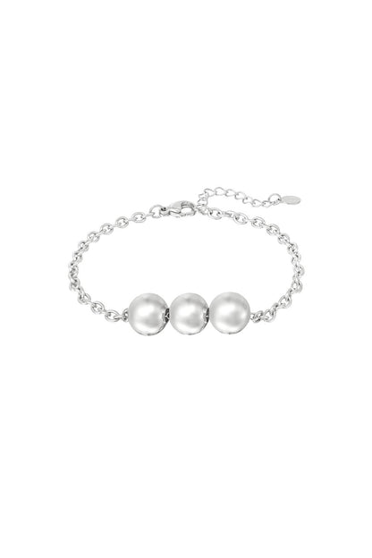 Silver Three Wishes Pearl Bracelet stainless steel bracelet women's waterproof hypoallergeen