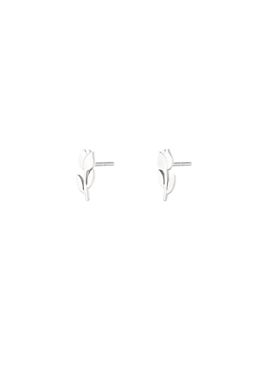 Silver Tulip Stud Earrings stainless steel earrings women's waterproof hypoallergeen