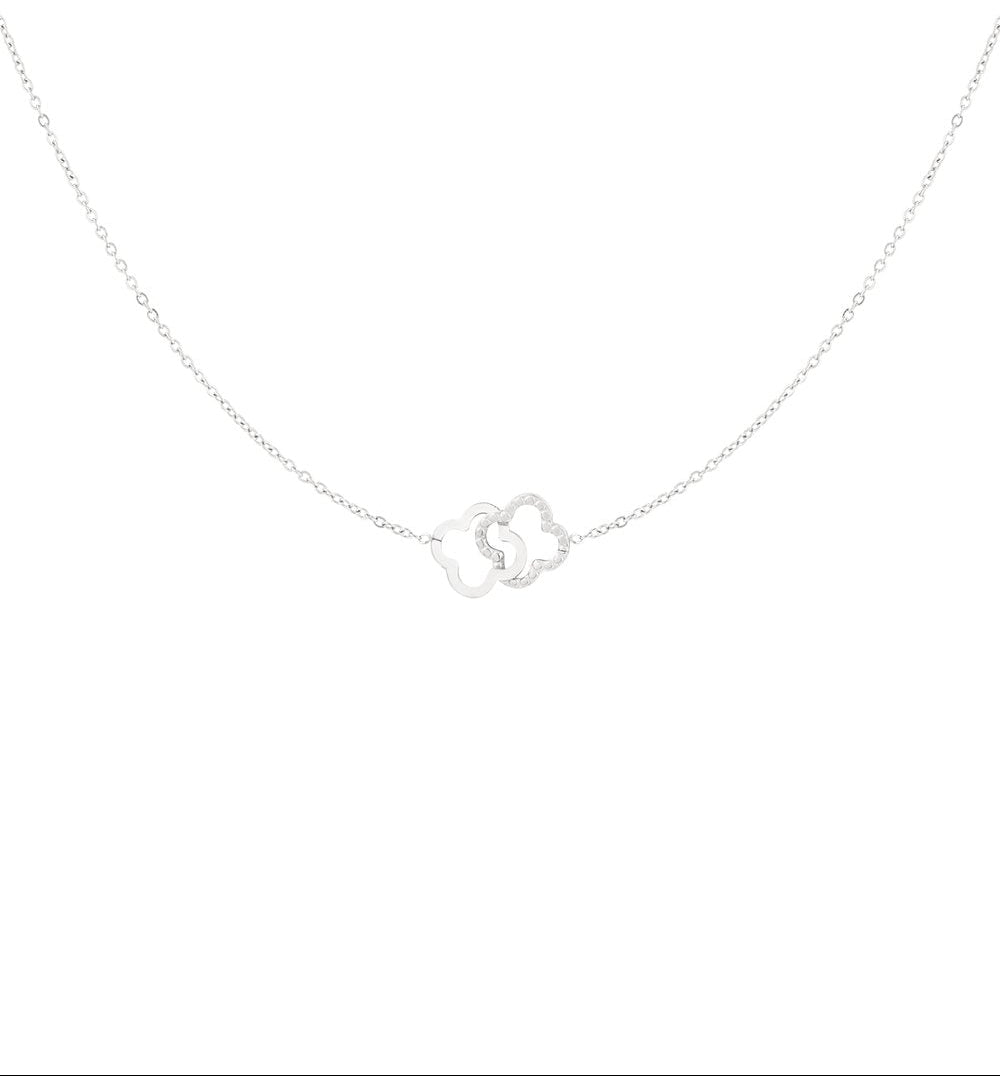 Zilverkleurige Linked Luck Klavertjes Ketting stainless steel ketting dames waterproof hypoallergeen
