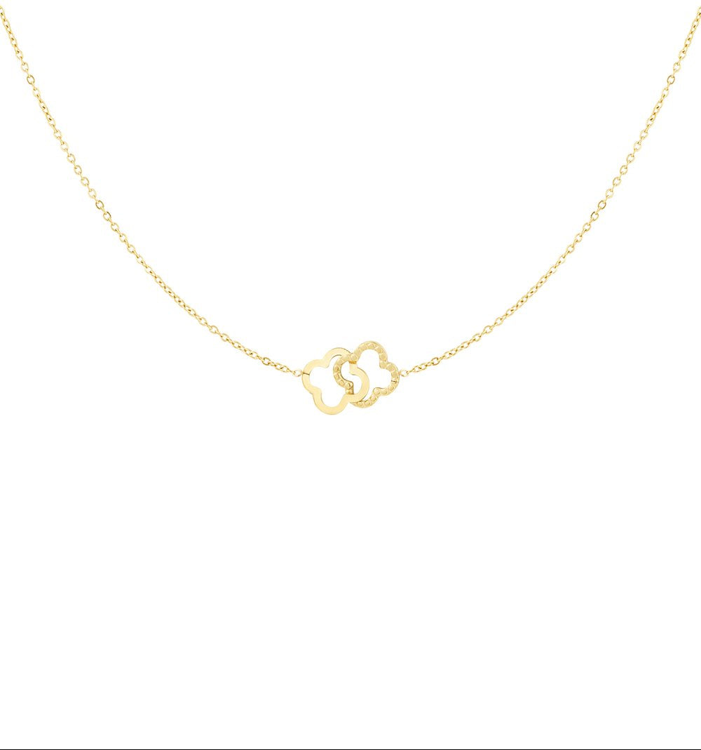 Goudkleurige Linked Luck Klavertjes Ketting stainless steel ketting dames waterproof hypoallergeen