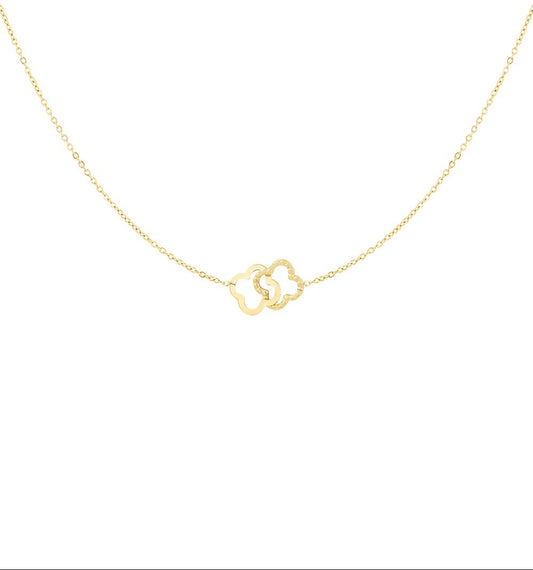 Gold Linked Luck Clovers Necklace stainless steel necklace women's waterproof hypoallergeen