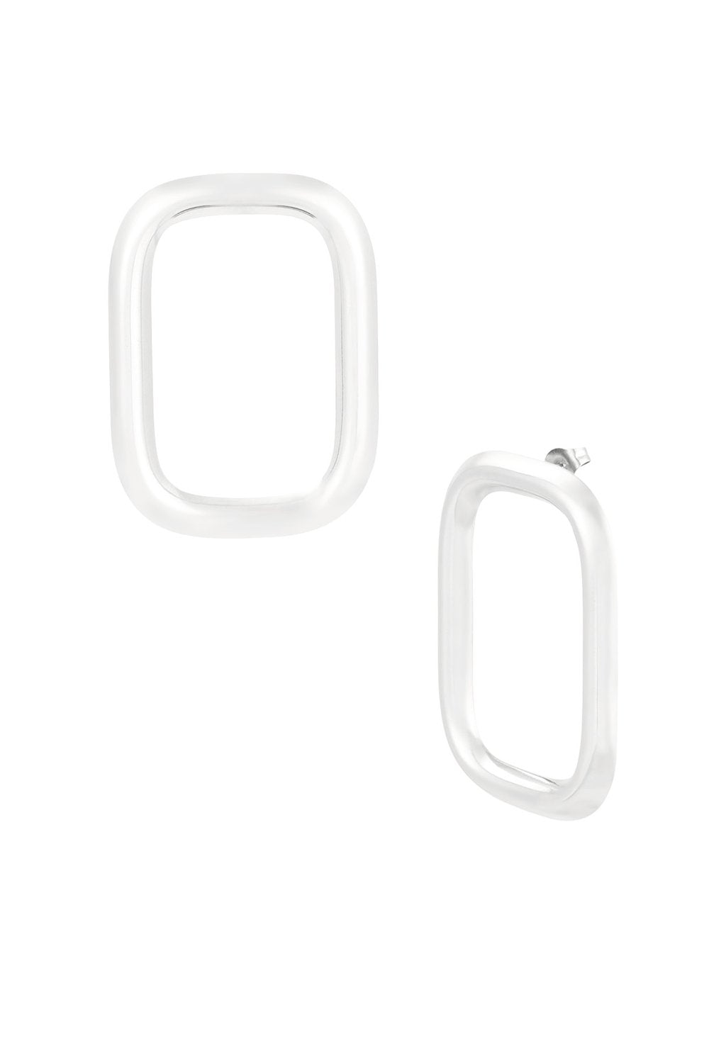Silver statement rectangle Earrings stainless steel earrings women's waterproof hypoallergeen