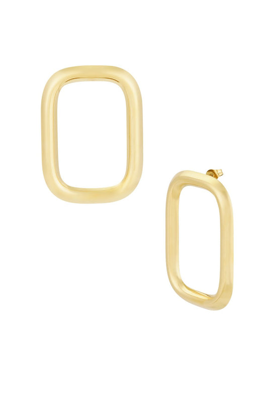 Goudkleurige statement rechthoek Oorbellen stainless steel oorbellen dames waterproof hypoallergeen