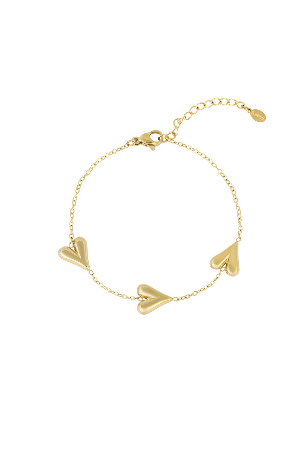 Gold Connected Hearts Bracelet stainless steel bracelet women's waterproof hypoallergeen