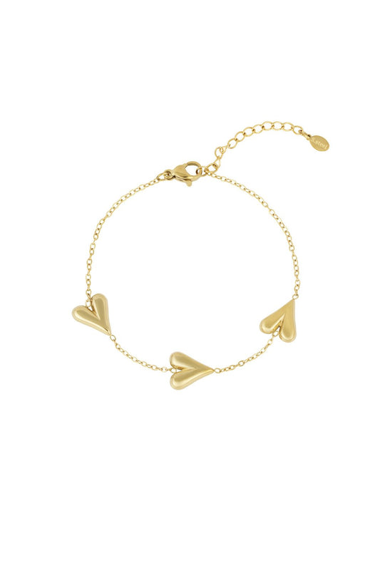 Gold Connected Hearts Bracelet stainless steel bracelet women's waterproof hypoallergeen