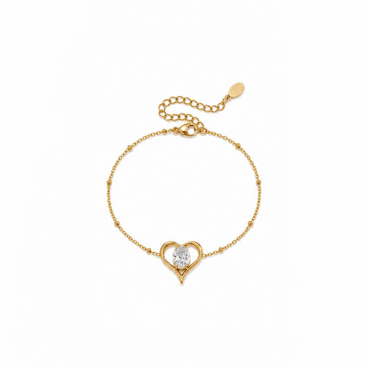Stenen Hartje Armband wit