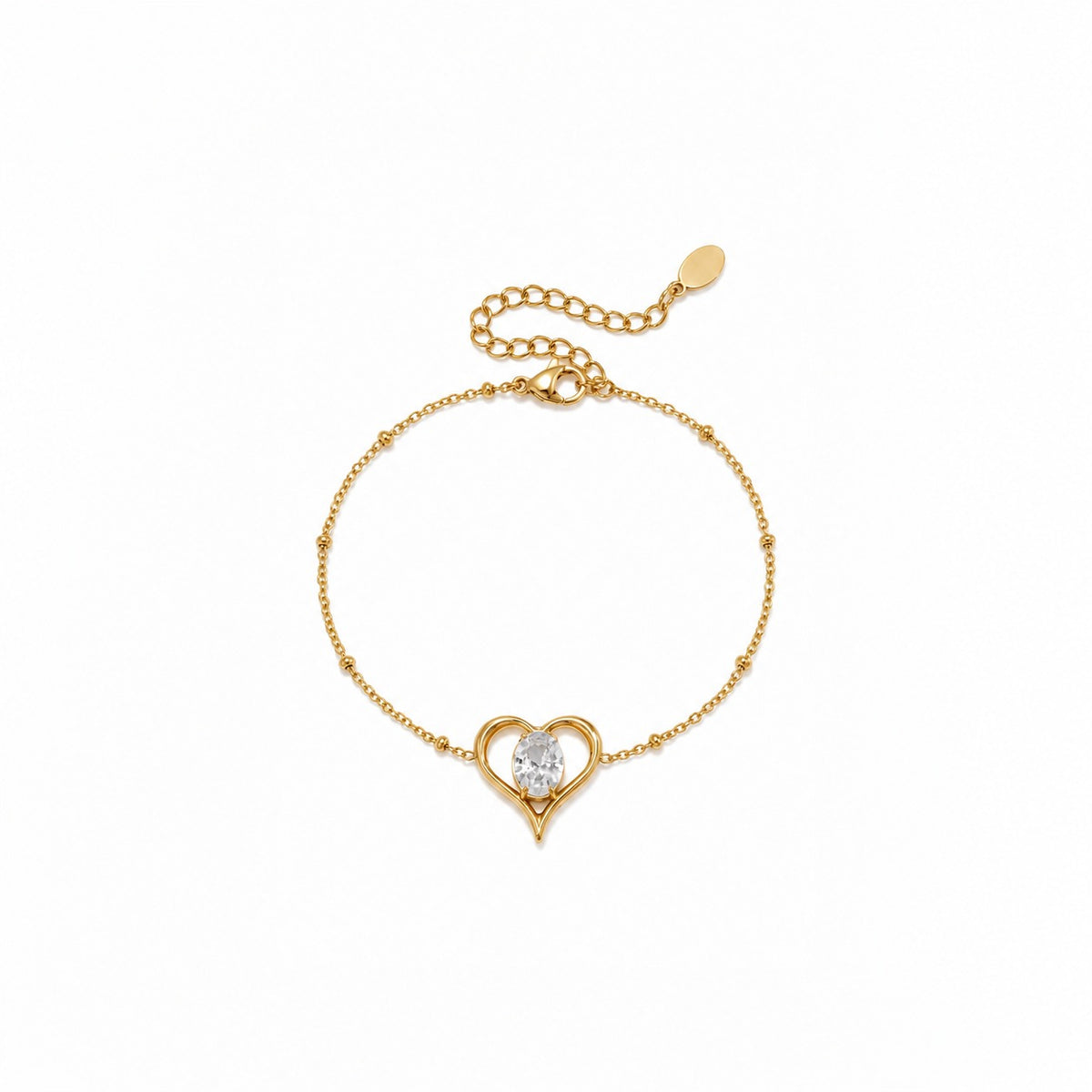 Stenen Hartje Armband wit