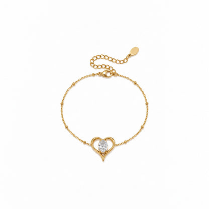 Stenen Hartje Armband wit