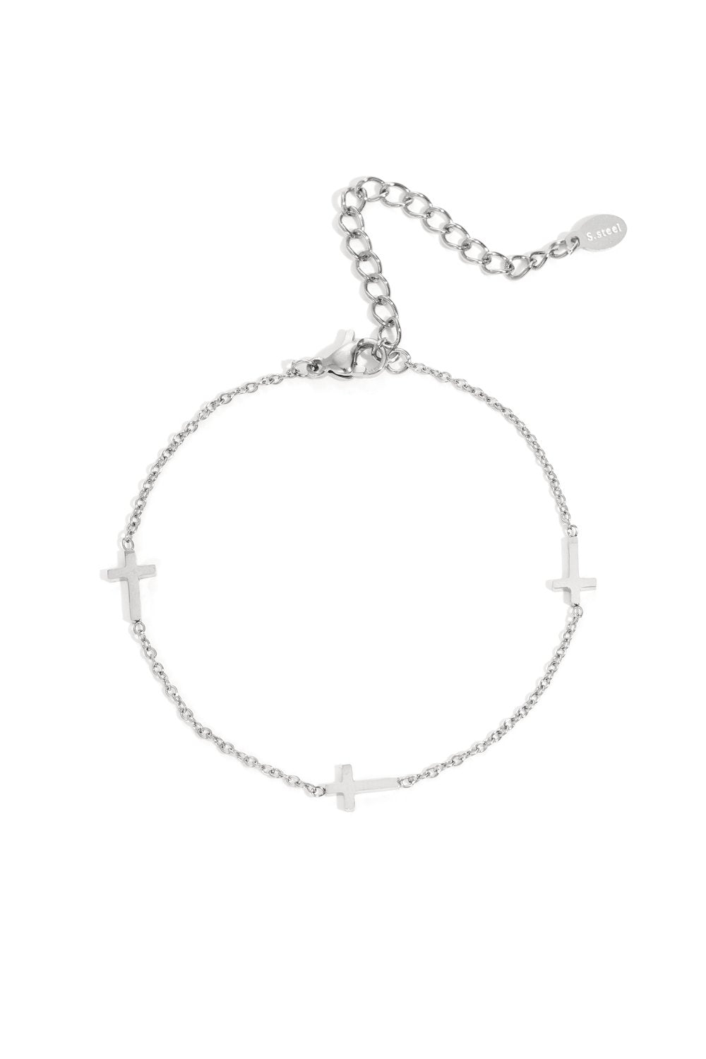 Zilverkleurige Kruisjes Armband stainless steel armband dames waterproof hypoallergeen
