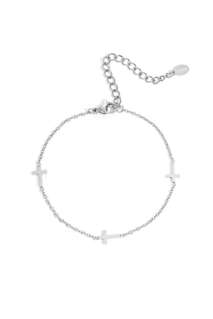 Zilverkleurige Kruisjes Armband stainless steel armband dames waterproof hypoallergeen