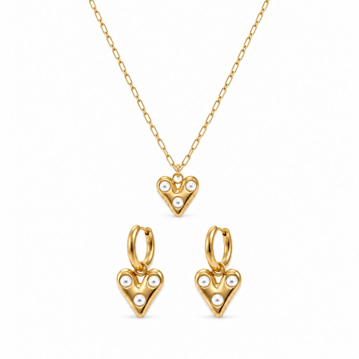 Hearth And Pearls Setje Ketting + Oorbellen