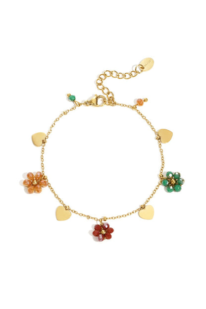 Gold Love Bouquet Flowers Charm Bracelet stainless steel bracelet women's waterproof hypoallergeen