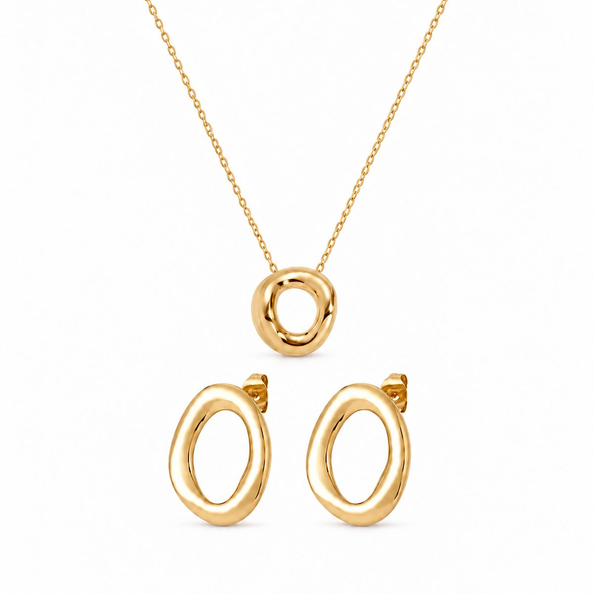 Ovale Classy Setje Ketting + Oorbellen