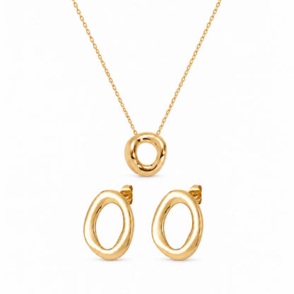 Ovale Classy Setje Ketting + Oorbellen