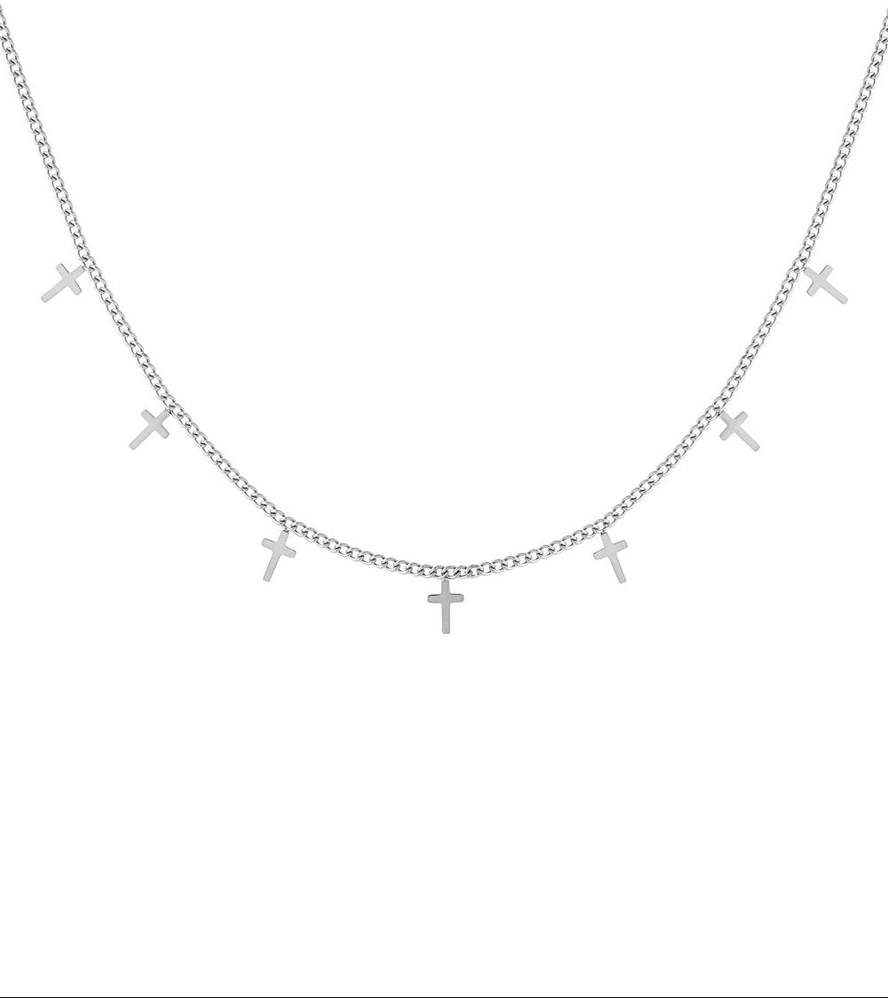 Silver Crosses Necklace stainless steel necklace women's waterproof hypoallergeen