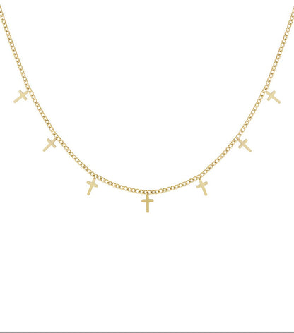 Gold Crosses Necklace stainless steel necklace women's waterproof hypoallergeen