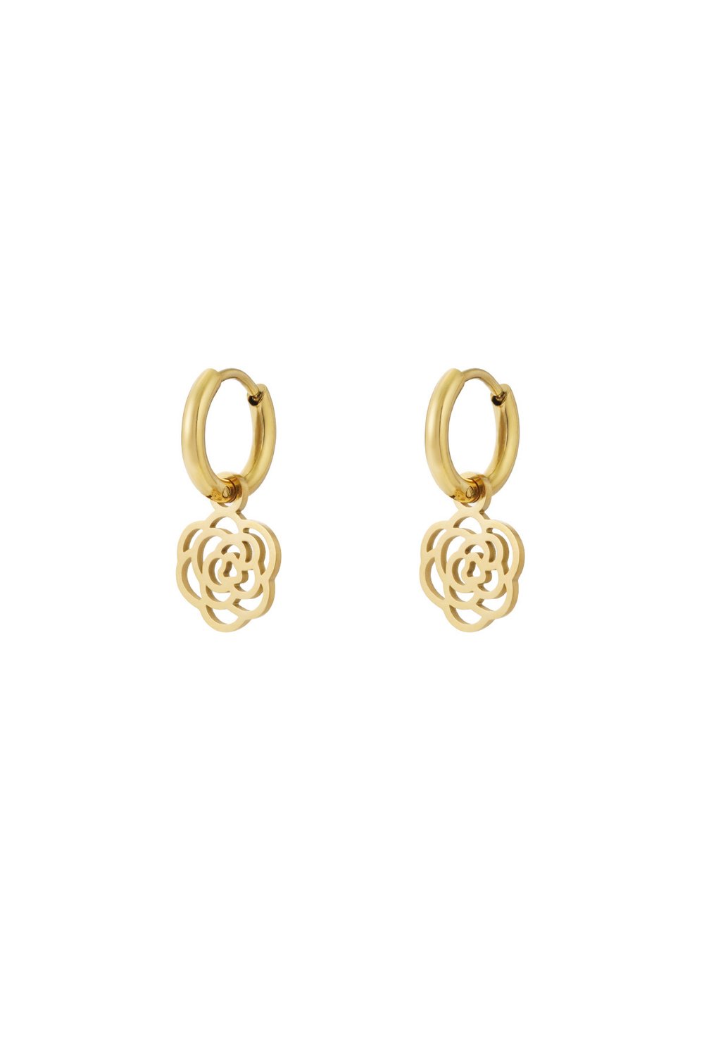 Goudkleurige Bloem Oorbellen stainless steel oorbellen dames waterproof hypoallergeen