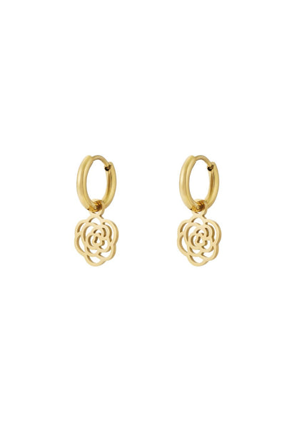 Goudkleurige Bloem Oorbellen stainless steel oorbellen dames waterproof hypoallergeen