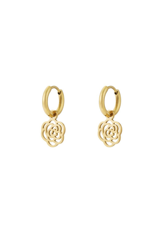 Goudkleurige Bloem Oorbellen stainless steel oorbellen dames waterproof hypoallergeen