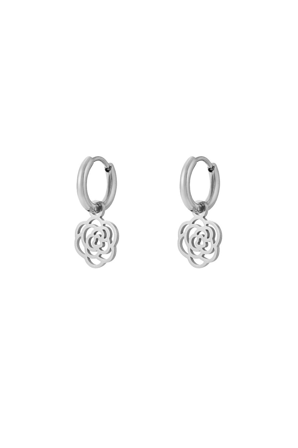 Zilverkleurige Bloem Oorbellen stainless steel oorbellen dames waterproof hypoallergeen