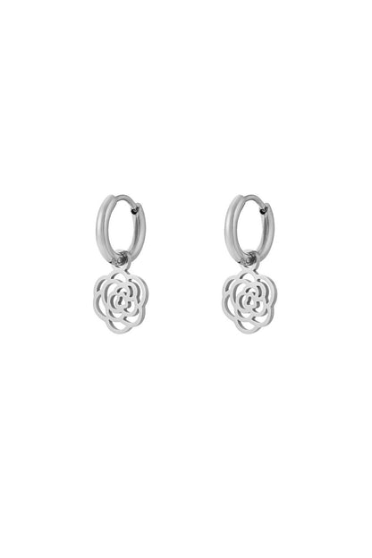 Zilverkleurige Bloem Oorbellen stainless steel oorbellen dames waterproof hypoallergeen
