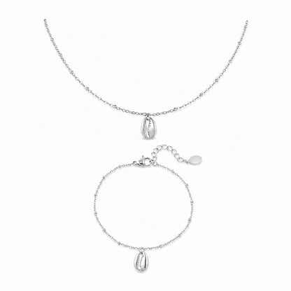 Shining Shell Shell Set Necklace + Bracelet
