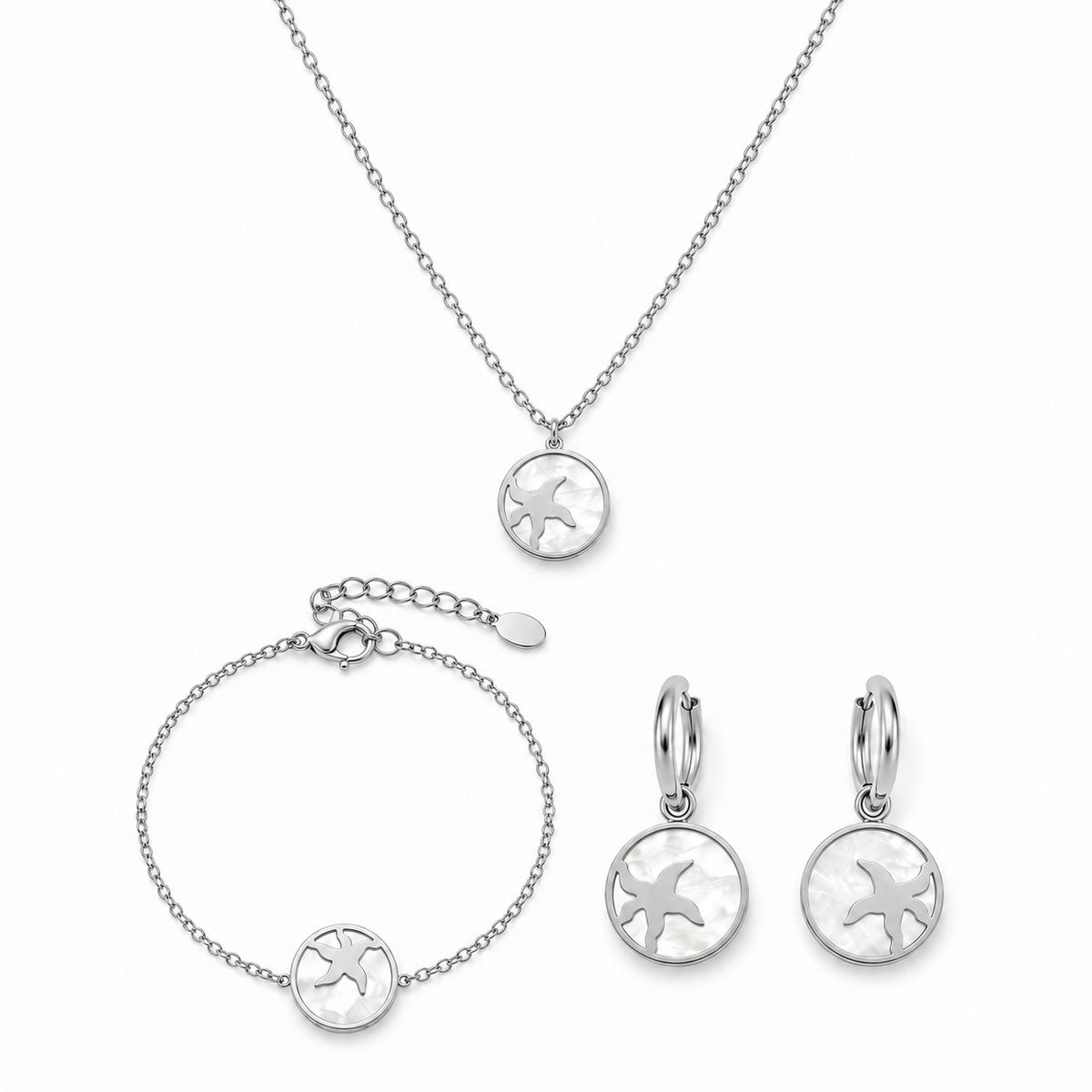 Zeester In Cirkel Setje Ketting + Armband + Oorbellen