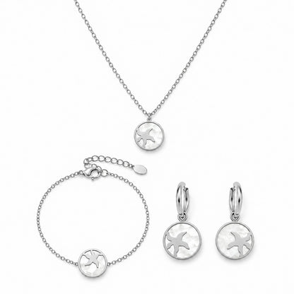 Zeester In Cirkel Setje Ketting + Armband + Oorbellen
