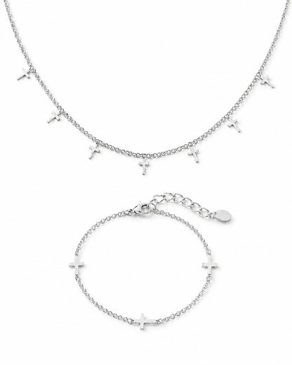 Sacred Saint Crosses Set Necklace + Bracelet