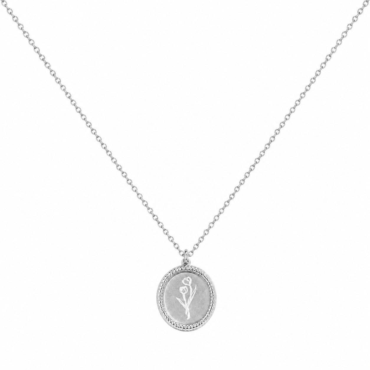 Zilverkleurige Tulpbloesem Bloem Ketting stainless steel ketting dames waterproof hypoallergeen