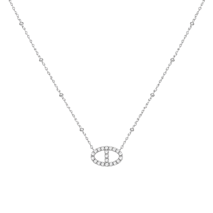 Silver Diamond Diskette Necklace stainless steel necklace women's waterproof hypoallergeen