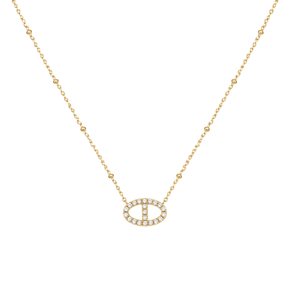 Gold Diamond Diskette Necklace stainless steel necklace women's waterproof hypoallergeen