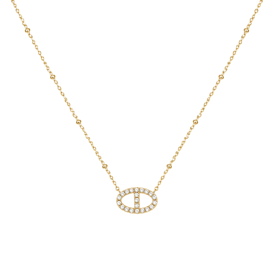 Goudkleurige Diamond Diskette Ketting stainless steel ketting dames waterproof hypoallergeen