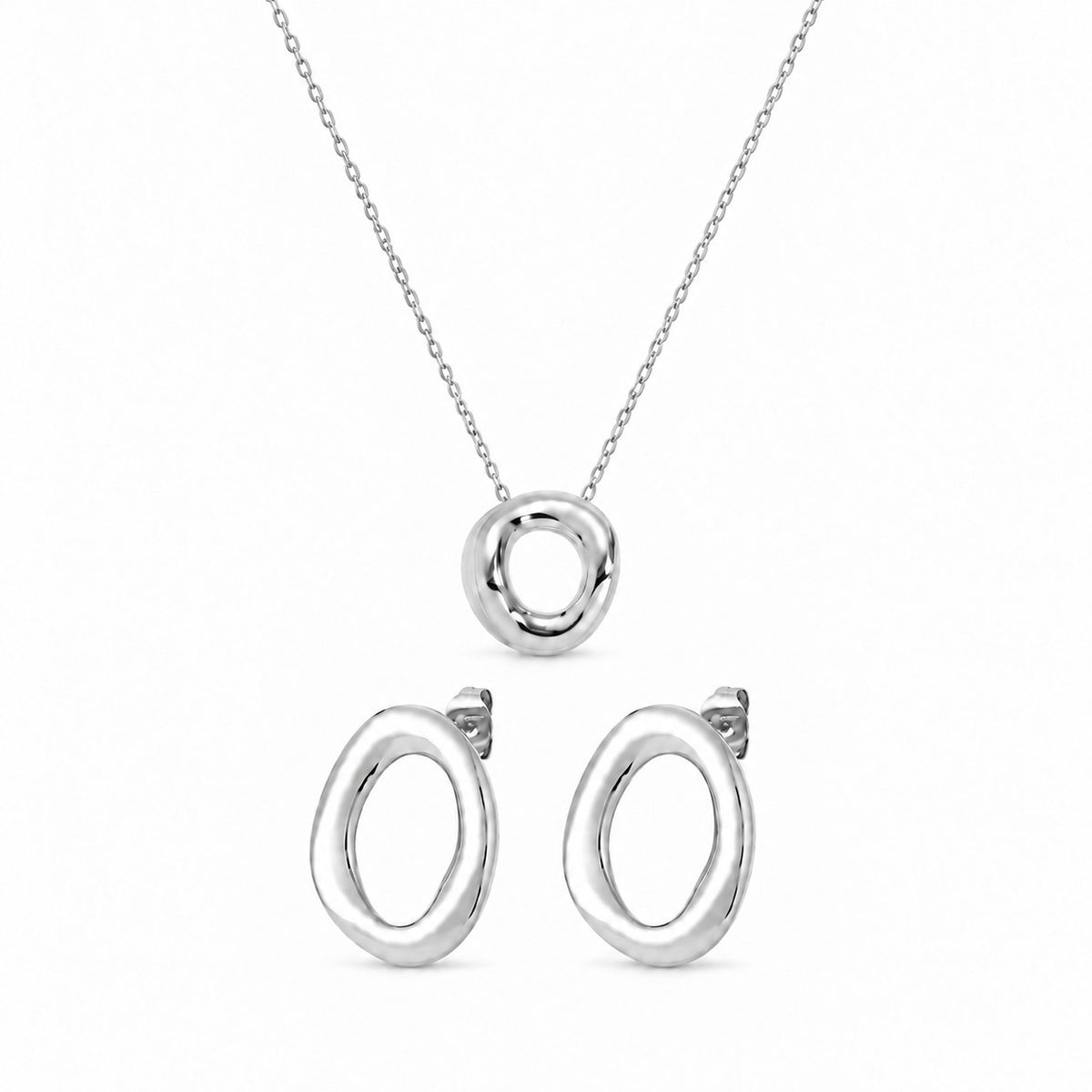 Ovale Classy Setje Ketting + Oorbellen