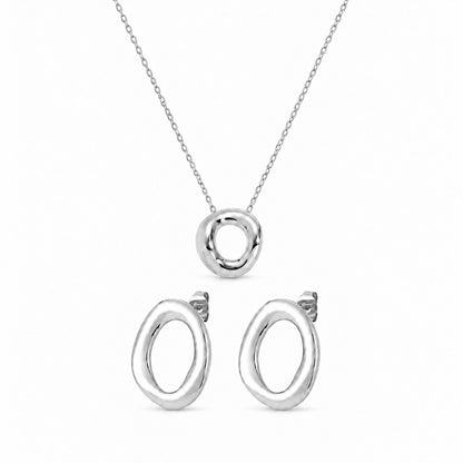 Ovale Classy Setje Ketting + Oorbellen